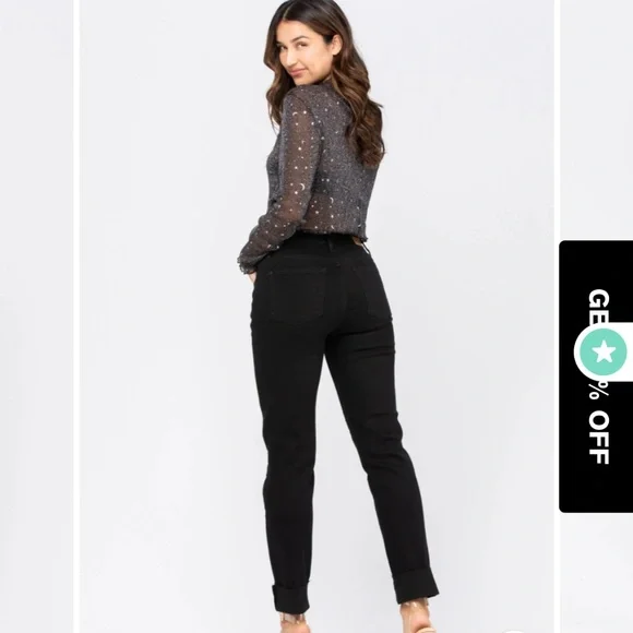 Judy Blue Size 15/32 Black Distressed High Rise Slim Fit NWT - Picture 2 of 12